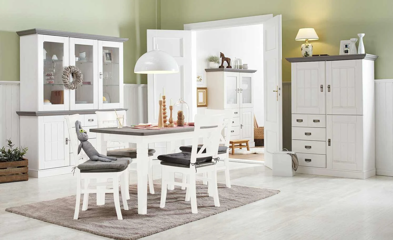 maison bleue Holzstuhl massiv Florian | Weiß / Grau Nein 3 maison bleue Holzstuhl massiv Florian | Weiß / Grau Nein