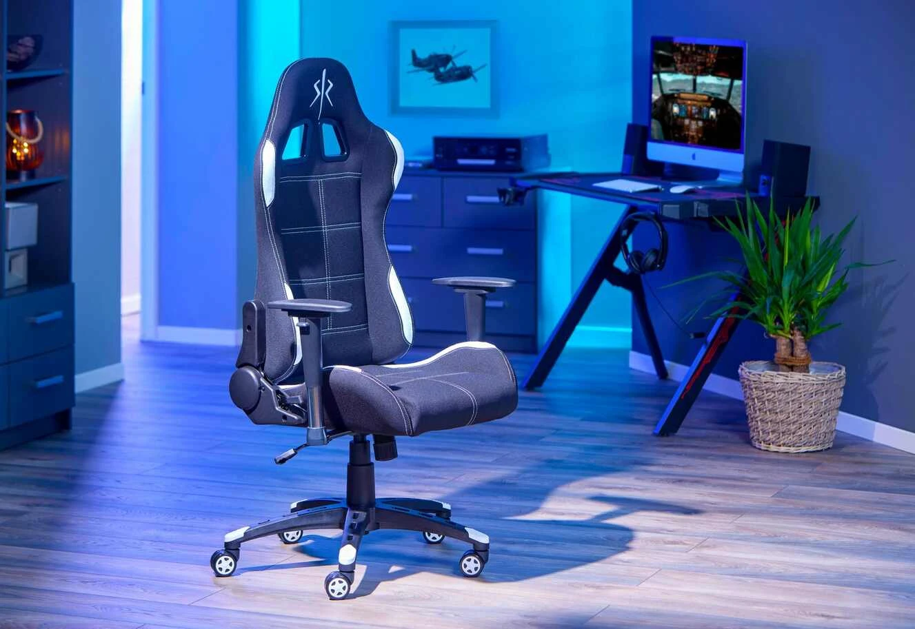 Drehstuhl Gaming White | Schwarz/ Absetzung weiß 3 Drehstuhl Gaming White | Schwarz/ Absetzung weiß