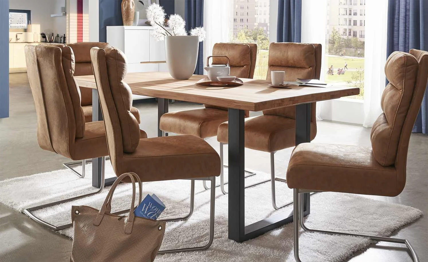 Schwingstuhl Tamme | Cognac-Braun silberfarben 6 Schwingstuhl Tamme | Cognac-Braun silberfarben – Bild 4