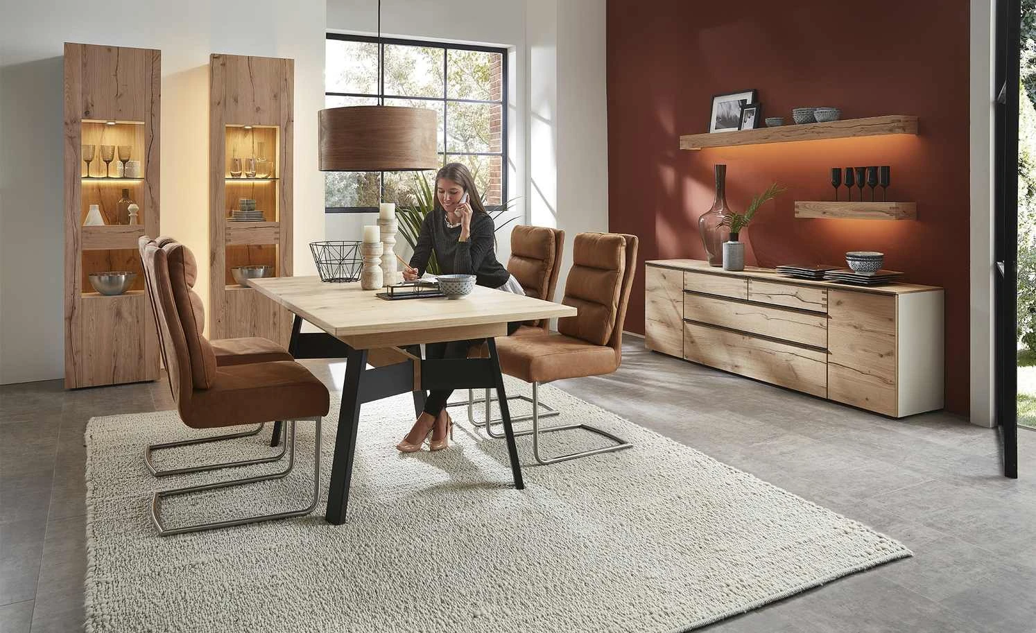 Schwingstuhl Tamme | Cognac-Braun silberfarben 4 Schwingstuhl Tamme | Cognac-Braun silberfarben – Bild 2