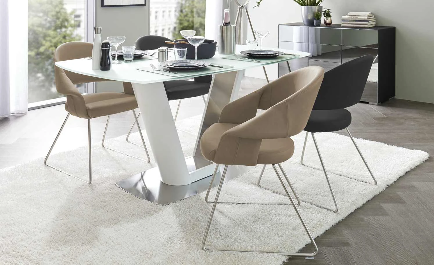 uno Kufenstuhl Lena | Taupe Edelstahl 3 uno Kufenstuhl Lena | Taupe Edelstahl