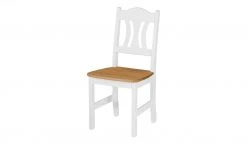 maison bleue Holzstuhl massiv Carola | Weiß / laugenfarbig