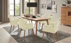 Wohnwert Polsterstuhl mit Armlehne Scandio | Sand (Creme)