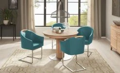 Wohnwert Leder-Schwingstuhl Jalto | Turquoise (Blau) Ja