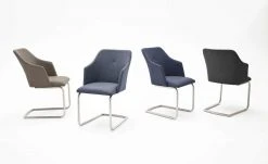 Polsterstuhl Dita | Graublau Freischwinger rund hohe Armlehne