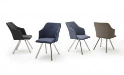 Polsterstuhl Dita | Graublau 4-Fuß eckig hohe Armlehne