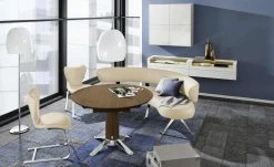 JOOP! Leder Dinner-Stuhl Lounge | Kreide (Beige) 4-Fußstuhl