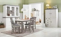 maison bleue Holzstuhl massiv Florian | Grau / Weiß Nein