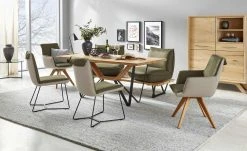 KOINOR Armlehnstuhl Leder Schwof | Verde (Dunkelgrün) / Beige Nein