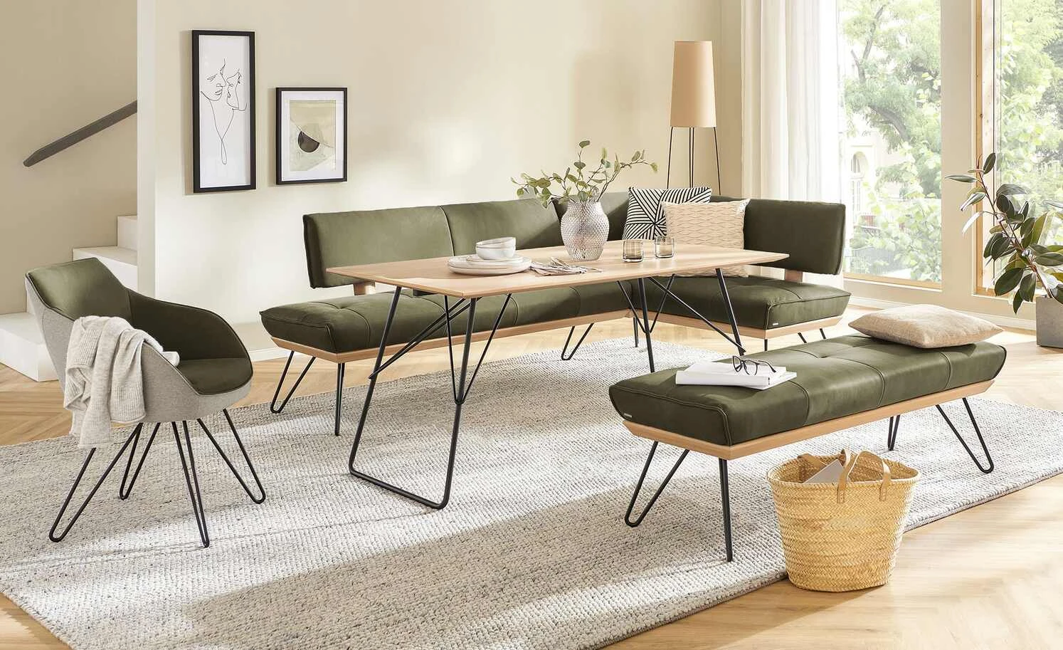 KOINOR Armlehnstuhl Dining System 4 | Verde (Dunkelgrün) / Beige / Kontrastnaht Beige 3 KOINOR Armlehnstuhl Dining System 4 | Verde (Dunkelgrün) / Beige / Kontrastnaht Beige