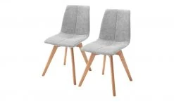 Woodford 2er Set Polsterstuhl Marven | Hellgrau Eiche geölt