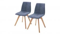 Woodford 2er Set Polsterstuhl Marven | Blau Eiche geölt
